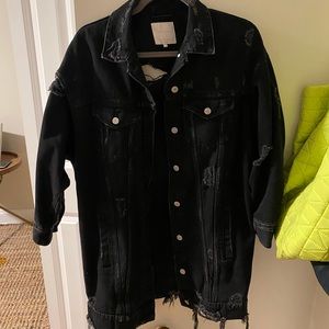Zara destroyed oversized black jean jacket